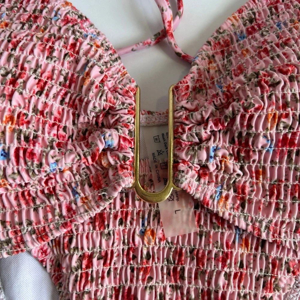 2 Piece Pink Floral Bikini Set Swimwear Size‎ L